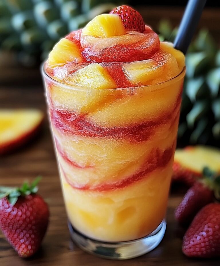 Pineapple Strawberry Swirled Slushies