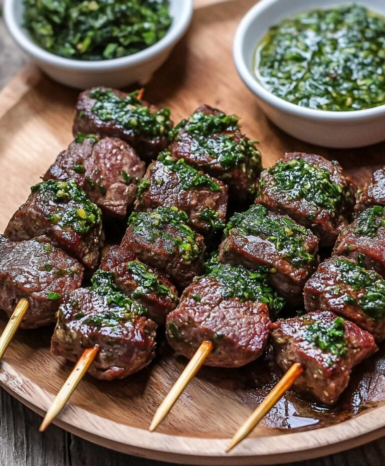 Beef Skewers with Chimichurri Sauce