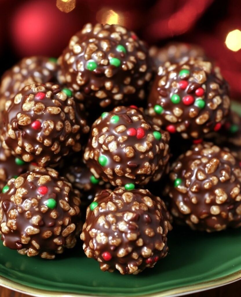 Christmas Chocolate Rice Krispie Balls