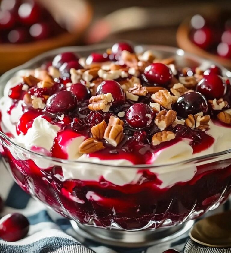 Cranberry Jello Salad with Cream Cheese Topping