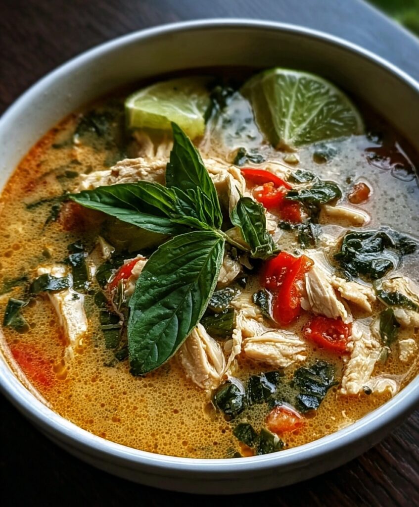 Fragrant Thai Chicken Soup with Basil and Zesty Lime FEATURED