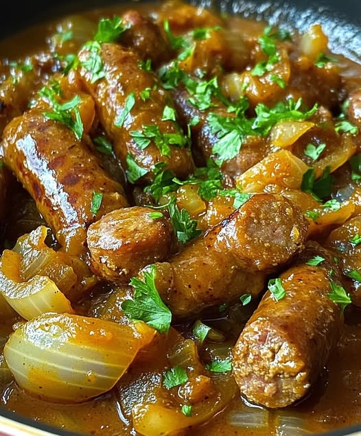 French Onion Curried Sausages
