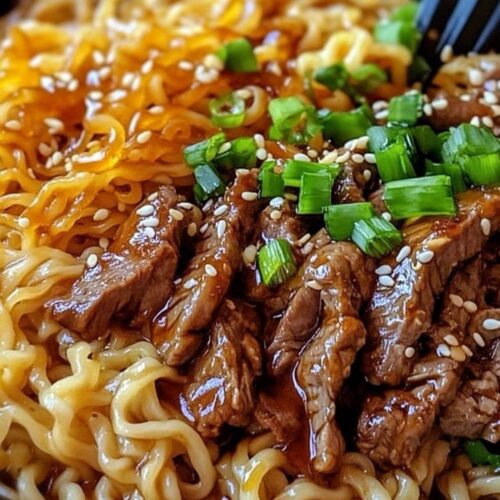 Ginger Beef Ramen with Honey Sesame Glaze