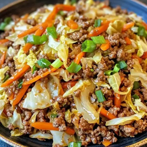 Healthy Chinese Ground Beef & Cabbage Stir Fry