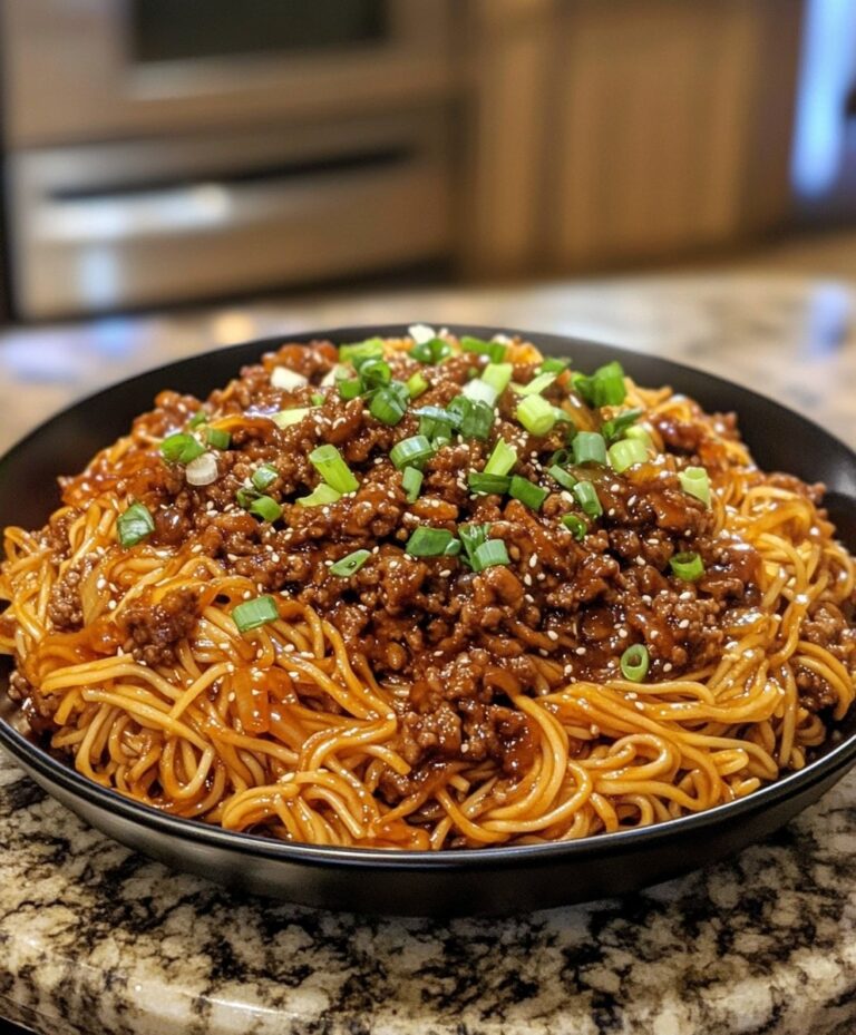 Mongolian Ground Beef Noodles Featured