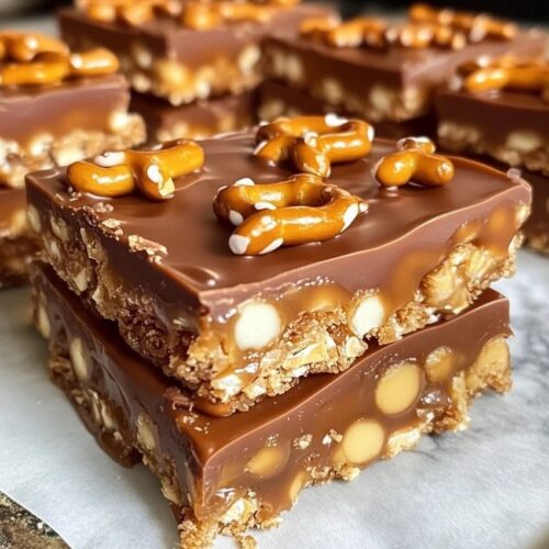 No-Bake Caramel Pretzel Crack Bars