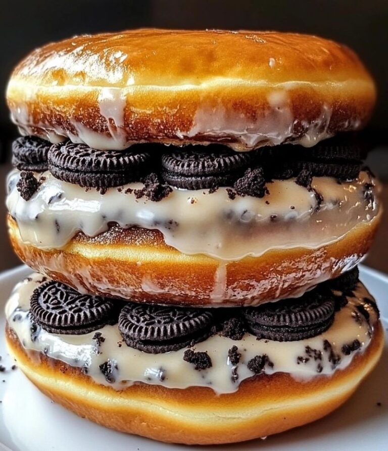 Oreo Cheesecake Stuffed Donut Burger