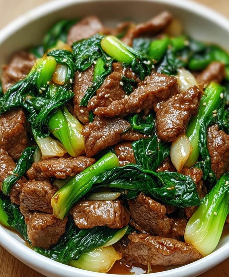 Sizzling Garlic-Ginger Beef with Crisp Bok Choy featured
