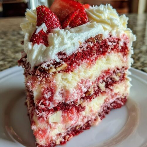 Strawberry Earthquake Cake