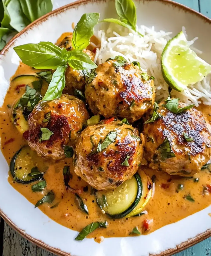 Thai Chicken Zucchini Meatballs in Coconut Curry