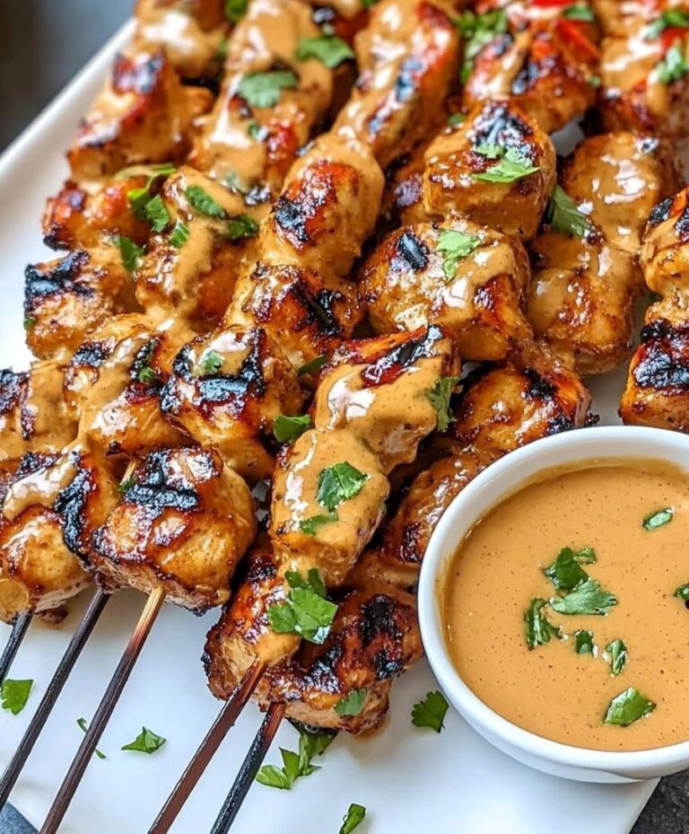 Thai Curry Chicken Skewers with Creamy Coconut Peanut Sauce