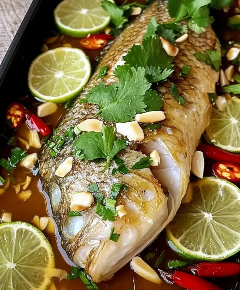 Thai Lime Garlic Steamed Fish