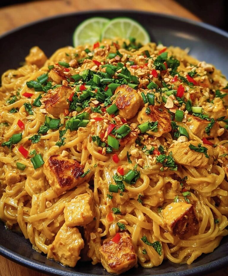 Thai Peanut Chicken Noodles featured