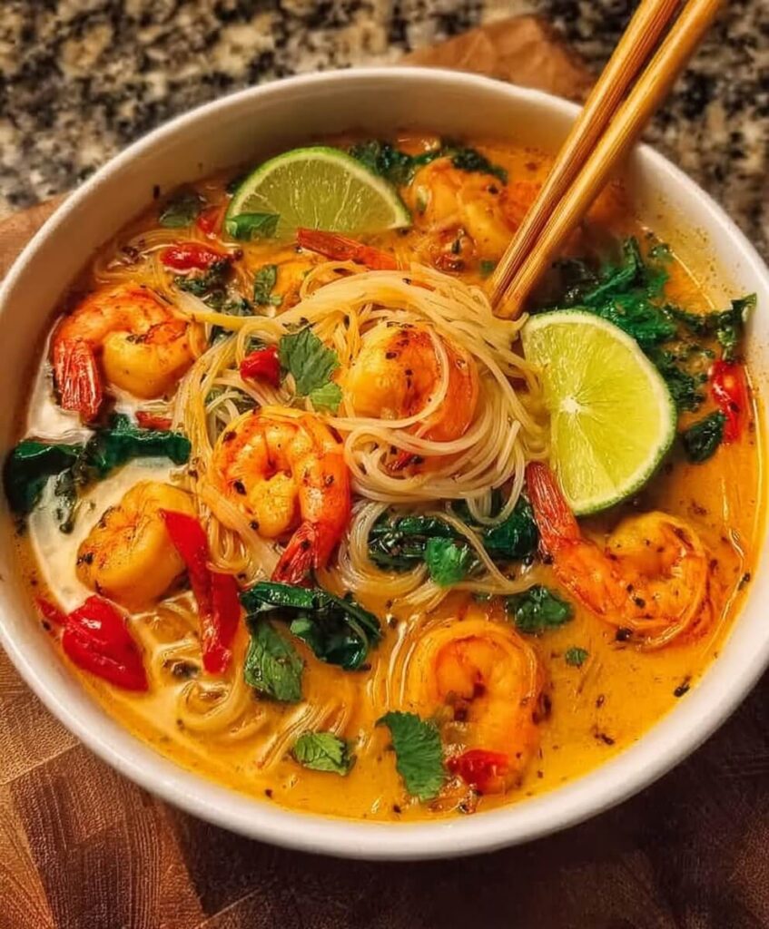 Thai Shrimp Coconut Noodle Soup featured