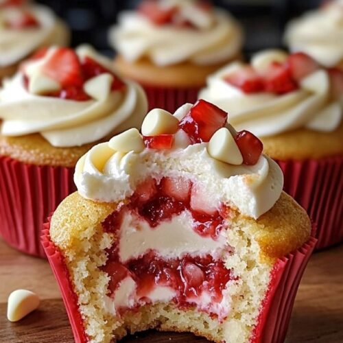 White Chocolate Strawberry Cupcakes